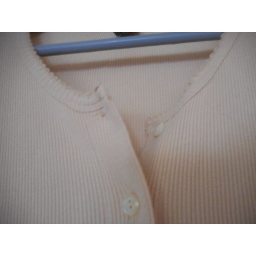 Izod ribbed Cardigan Size M  light beige / Cream 100% cotton - Picture 2 of 4